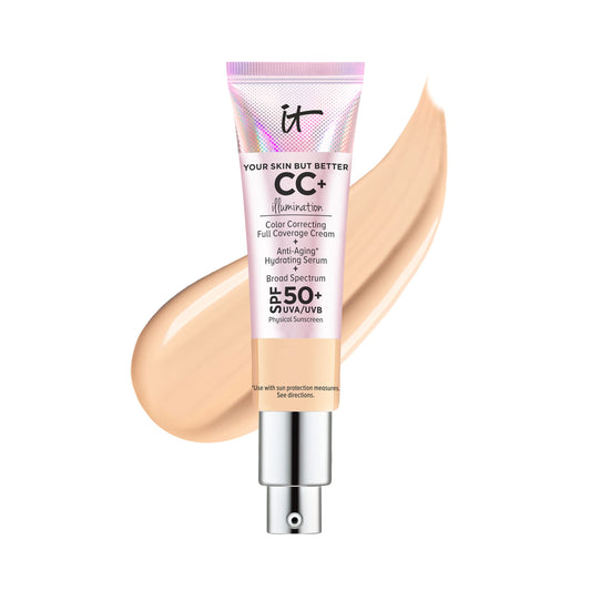 IT Cosmetics Your Skin But Better CC+ Cream Illumination - Color Correcting Cream, Full-Coverage Foundation, Hydrating Serum & SPF 50+ Sunscreen Radiant Finish 1.08 fl oz